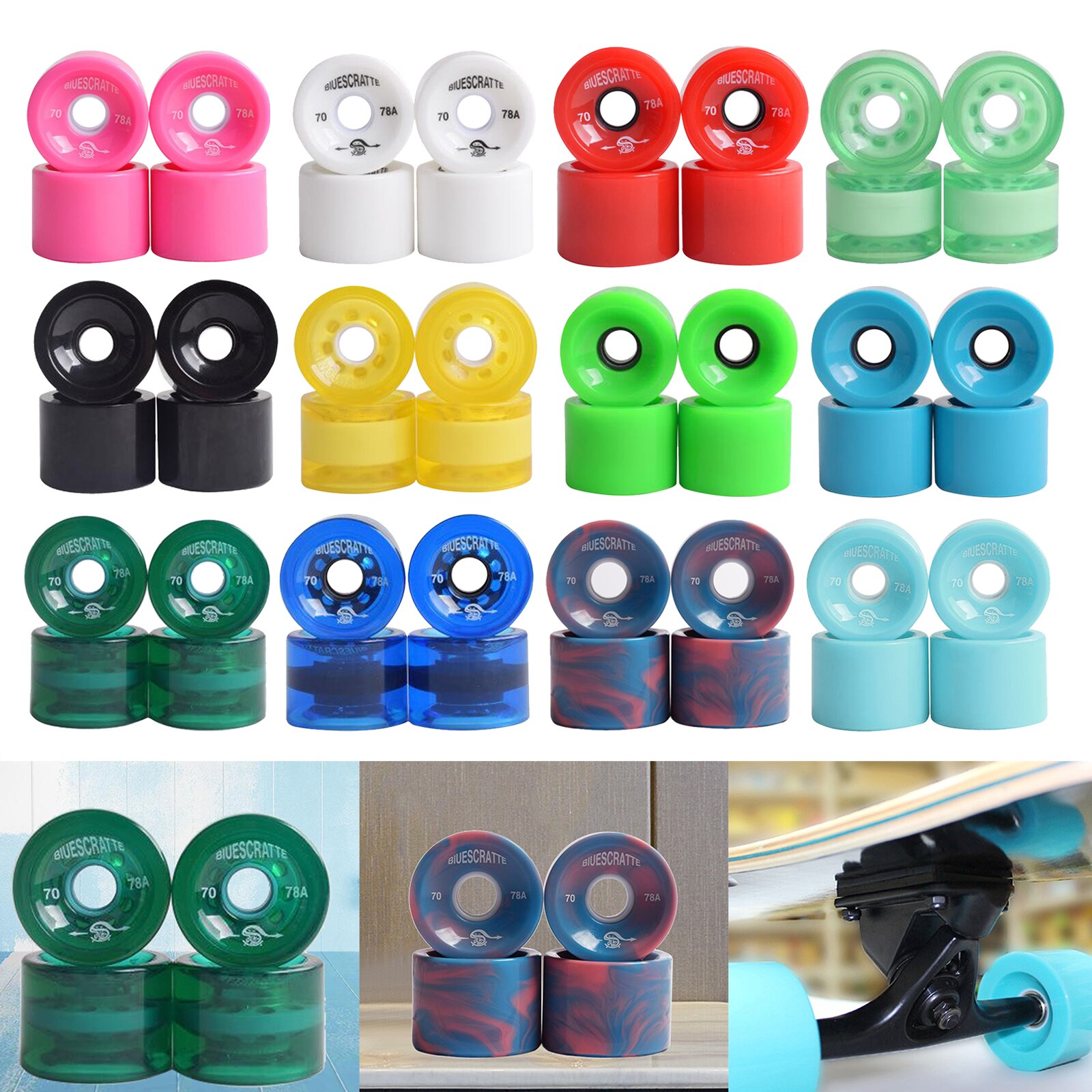 4x 78A Hardheid Skateboard Wielen 70X51mm Longboard Roller Onderdelen