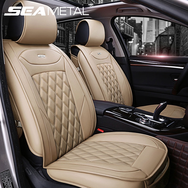 Funda de polipiel para asiento de coche, cojín de asiento de fila delantera, Protector de asiento envolvente Universal para Sedán, SUV, camioneta