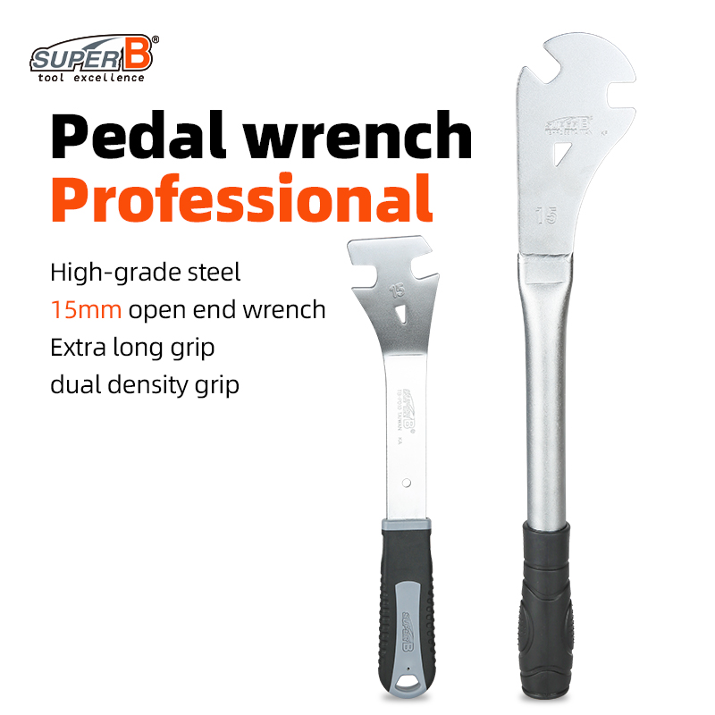 Llave de Pedal de bicicleta SUPER B de 15mm, mango Extra largo, pedales de bicicleta de montaña y carretera, removedor de instalación, herramienta de reparación de llave de repuesto