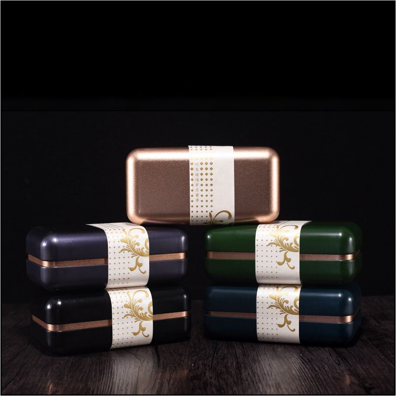 Mini Portable Universal Tea Square Can Storage Tinplate Box Packaging Jar