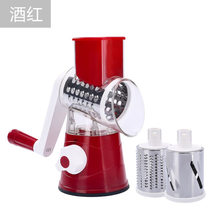 Potato Carrot Grater Slicer Vegetable Cutter Round Mandoline SlicerStainless Steel Multifunction Chopper Blades Kitchen Tool: Red