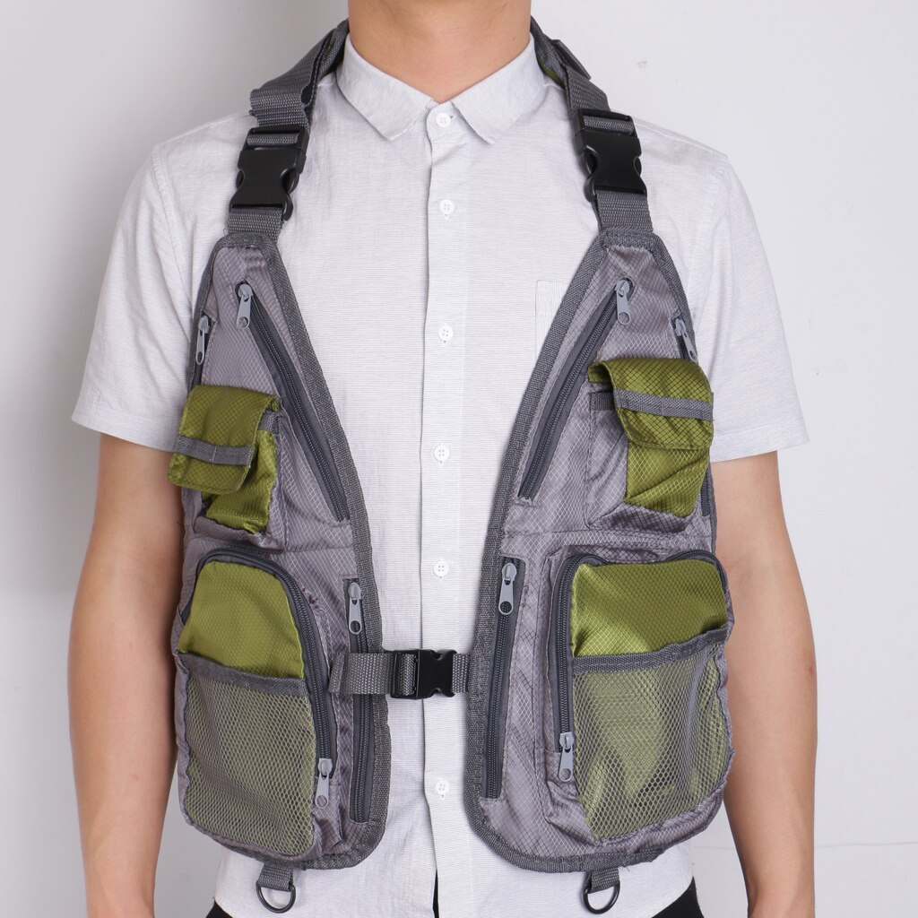 Multifunktionel fluefiskervest brysttaske mesh-vest opbevaring til grej