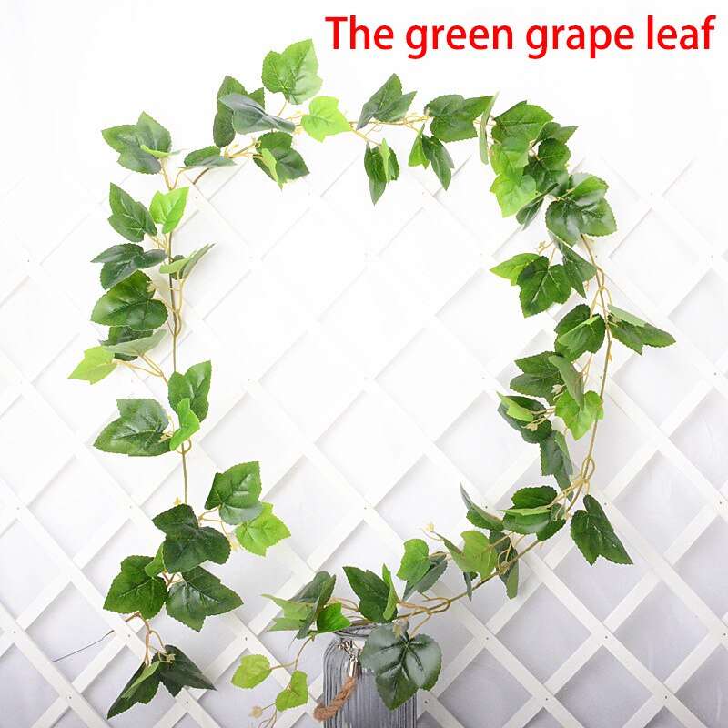 1 Pcs Green Flower Vine Sweet Potato Vine Green Leaf Vine Artificial Flower Air Conditioning Loft Fence Winding Green Leaf: The green grape leaf