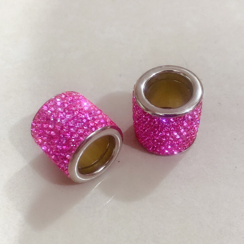 Reposacabezas de cristal Universal para asiento de coche, collares de anillo de decoración, dijes de diamantes brillantes, accesorios de Interior de coche para mujeres y niñas: 2pcs rose