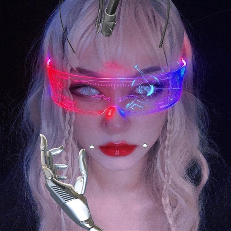 Lunettes de soleil LED Shoous pour hommes et femmes, lunettes punk vintage, lunettes lumineuses colorées, nuances UV400, fête de Noël,