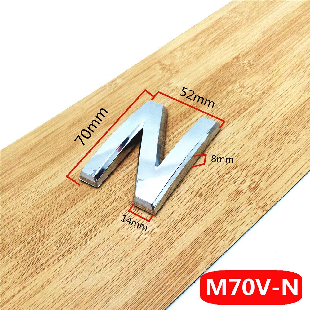 Height 70mm Silver ABS Plastic Silver Self- Adhesive House Door Numbers Address Sign Hotel Home Door Plate Sticker: N