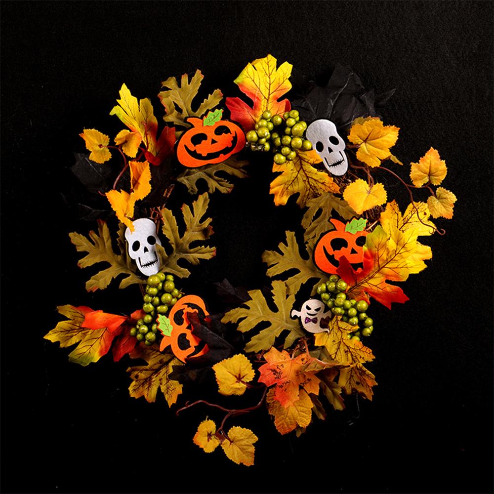 Halloween Maple Leaves Garland Lighted Fall Garland 3m Long String With 30 LED Lights Festive DIY Decoration Lights Home Decor: White bone no light