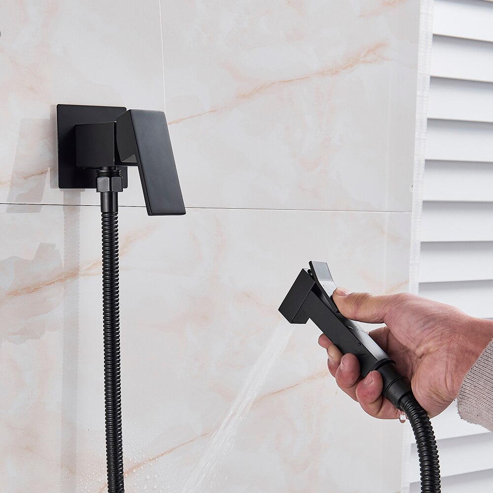 Shinesia Brass Shower Tap Bidet Faucet Washer Mixer Muslim Shower Ducha Higienica Cold&amp Water Mixer Crane Square Shower Spray