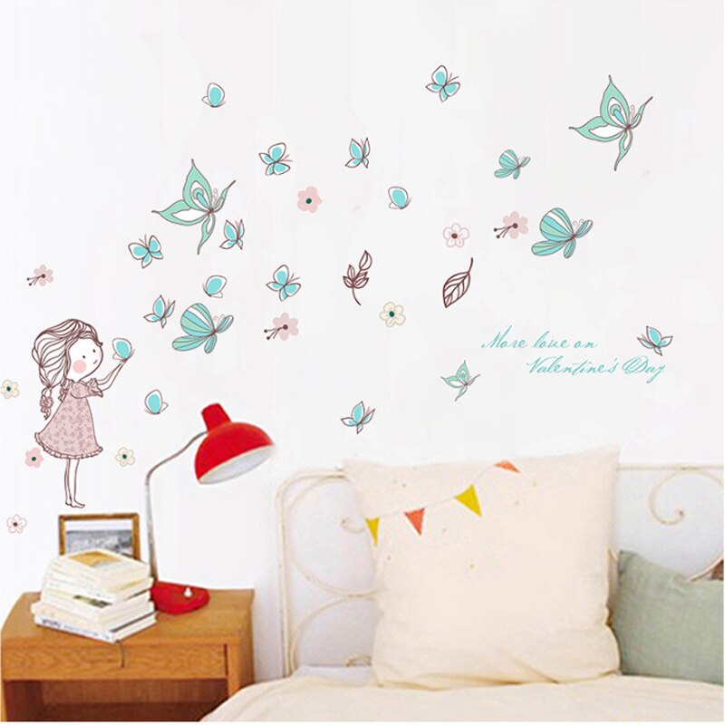 Flying butterfly stickers for girls Wall, girls room, home decor, art mural, cartoon stickers, kids room wallpaper