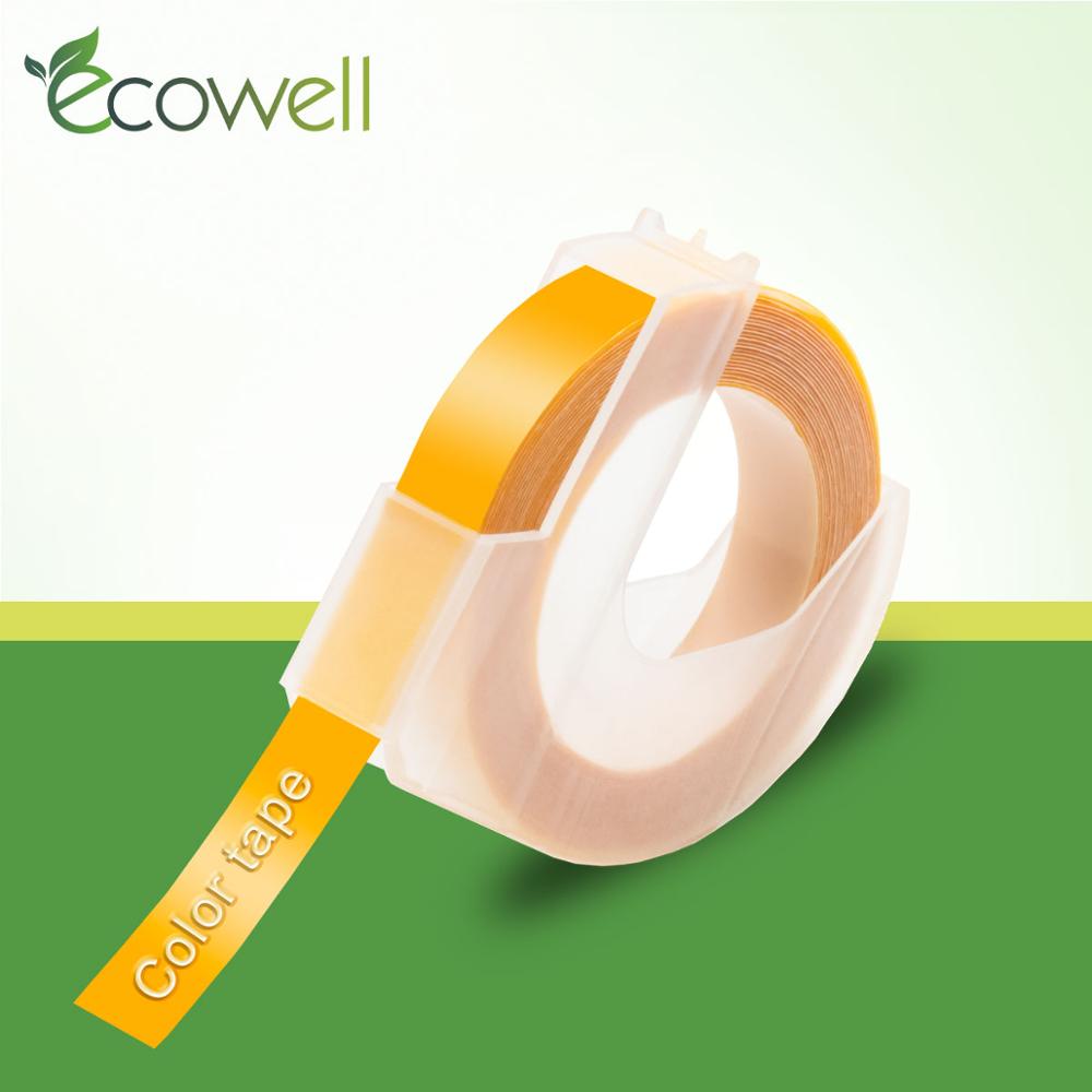 Ecowell sort farve 3d prægede pvc tape til dymo 1540,1610,1880, 154000, 814580,s0717900, s0717910,s0717930 etiketmaskiner 1 stk.: Gul