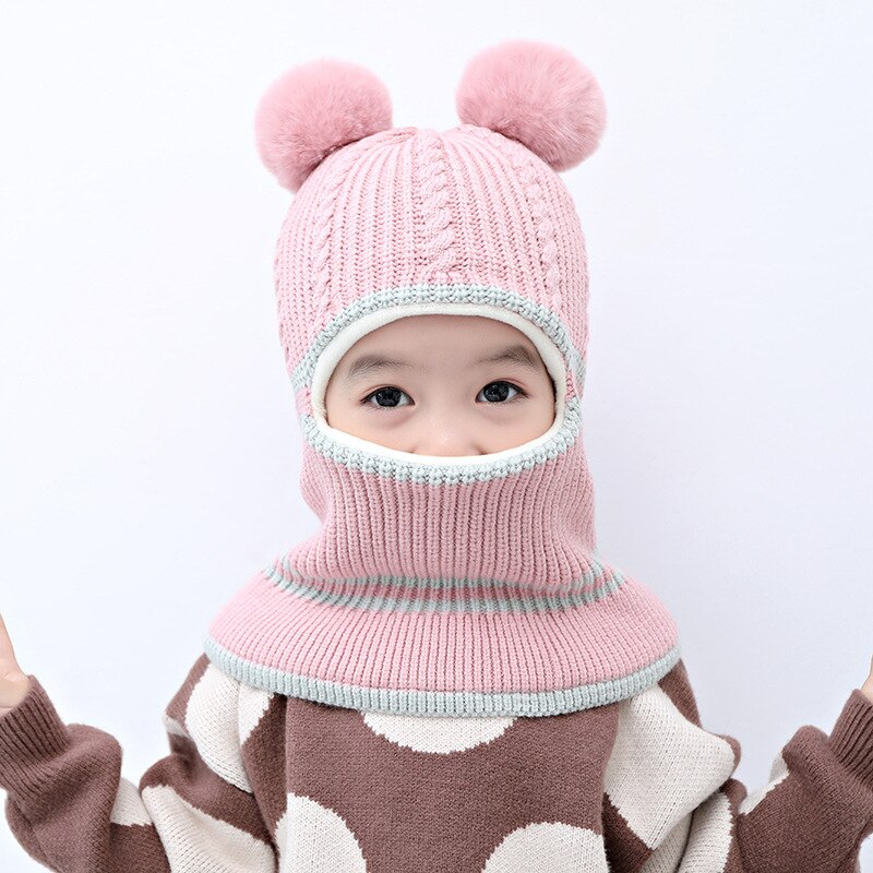 Winter baby muts sjaal jongen meisje gewricht muts peuter kinderen kind warme pompon ster muts gebreide nek plus fluwelen warmer 2-5