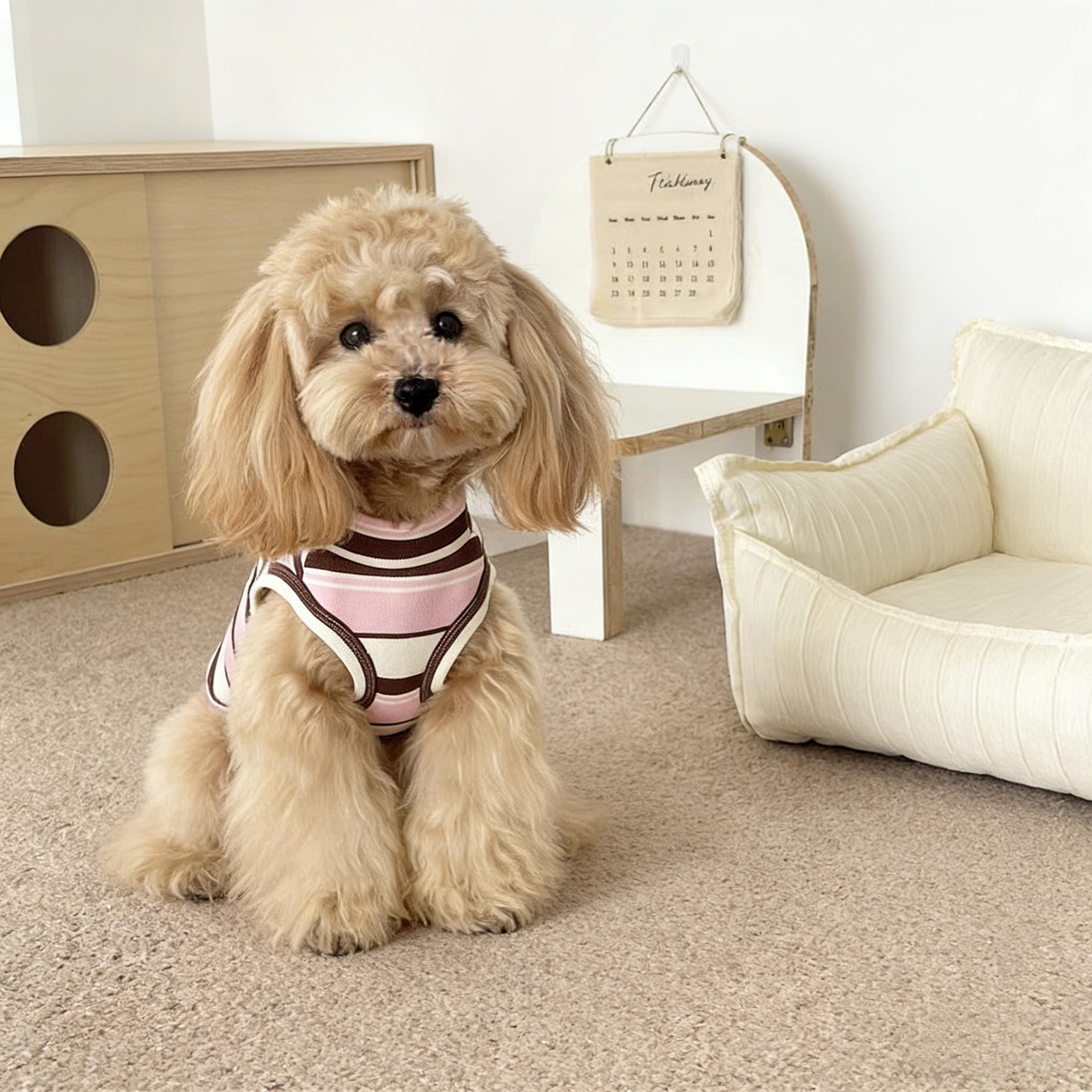 Colete Listrado Respirável para Gatos e Cães Pequenos: Roupa Refrescante para Schnauzer, Teddy e Yorkshire