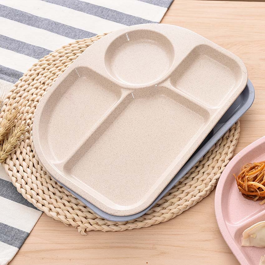 1 stuk baby kinderen schattige cartoon tarwe stengel vezel dinerbord servies veilig kinderen eco gerechten dierentuin dier bord kom