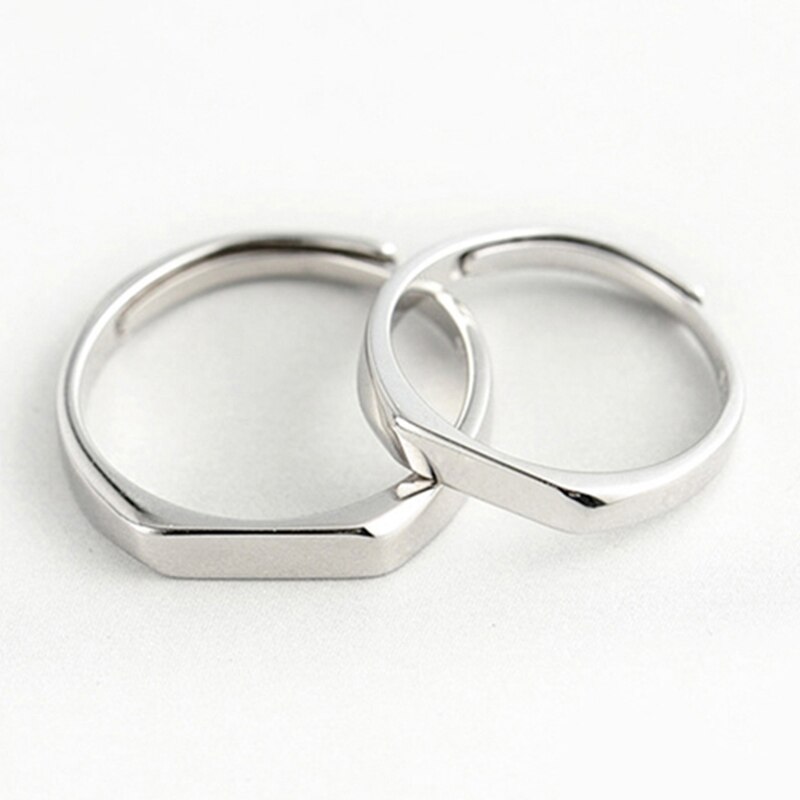 925 Sterling Silver Lover Anelli Classic Semplice Anello di Apertura per Le Donne e Gli Uomini Coppie Monili di Cerimonia Nuziale FAI DA TE Incidere