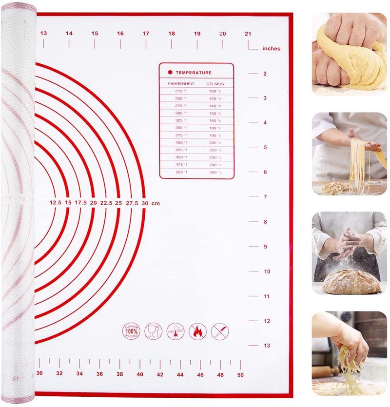 Silicone Pastry Baking Mat Extra Large Non Slip with Measurement Non Stick Baking Dough Rolling Mat Pizza Cookies Kneading Matts