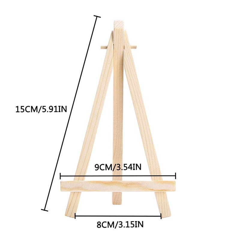 10Pcs Mini Wooden Artist Easel-Triangle Wedding Table Stand Display Holder - 15 X 8 Cm