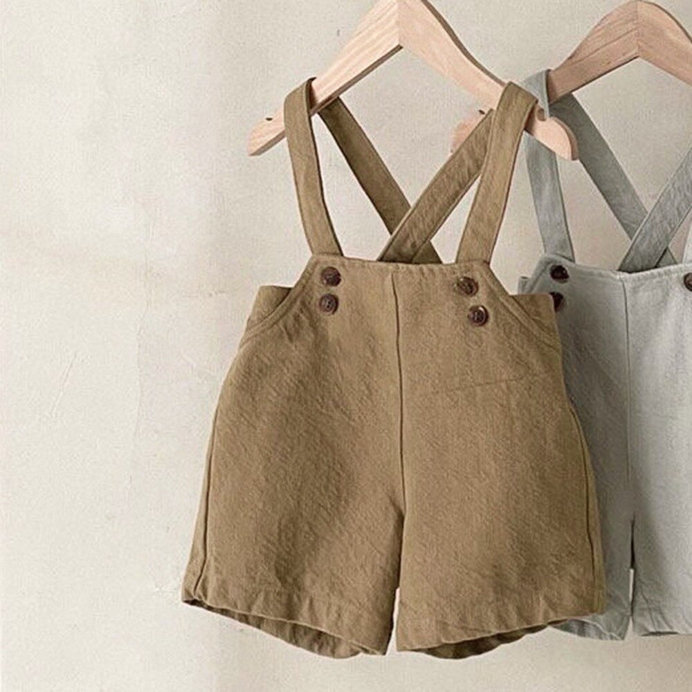 Trajes de verano para niños, pantalones cortos, informales, S12372: Khaki / 4T