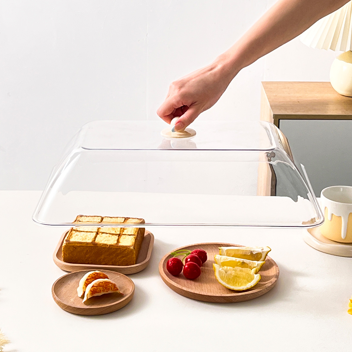 Transparent Insulated Food Cover Plastic Food Fresh-keeping Cover Anti Splatter Insect Proof Vegetable Cover Kitchen Accessories