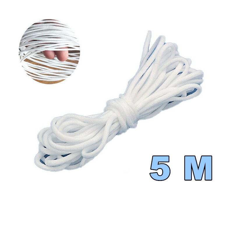 500/300/200m bandes élastiques pour masques, longueur de couture, largeur, cordon élastique blanc, épaisseur de couture, 3mm accessoires de couture diy: 5m
