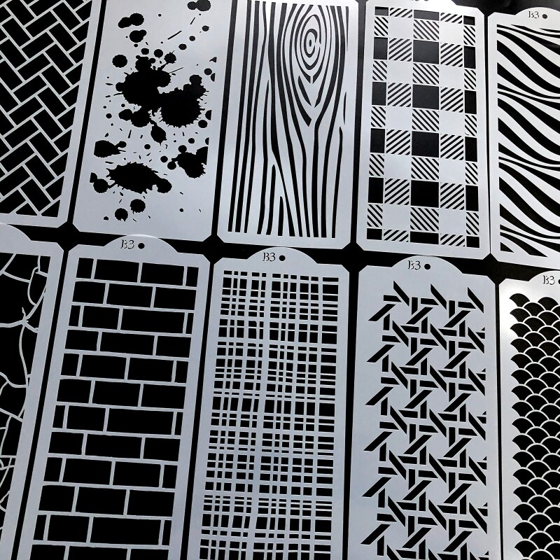 Painting Stencils 10 Sheets/set Abstract Plaid Drawing Templates Supplies for DIY Painting Art Projects School Giving