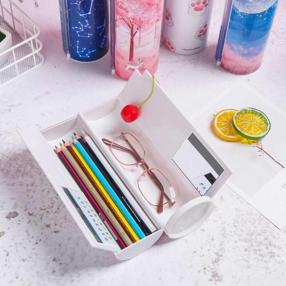 Quicksand Translucent Password Multifunction Cylindrical Pencil Box Pencil Cases Holder Portable School Stationery