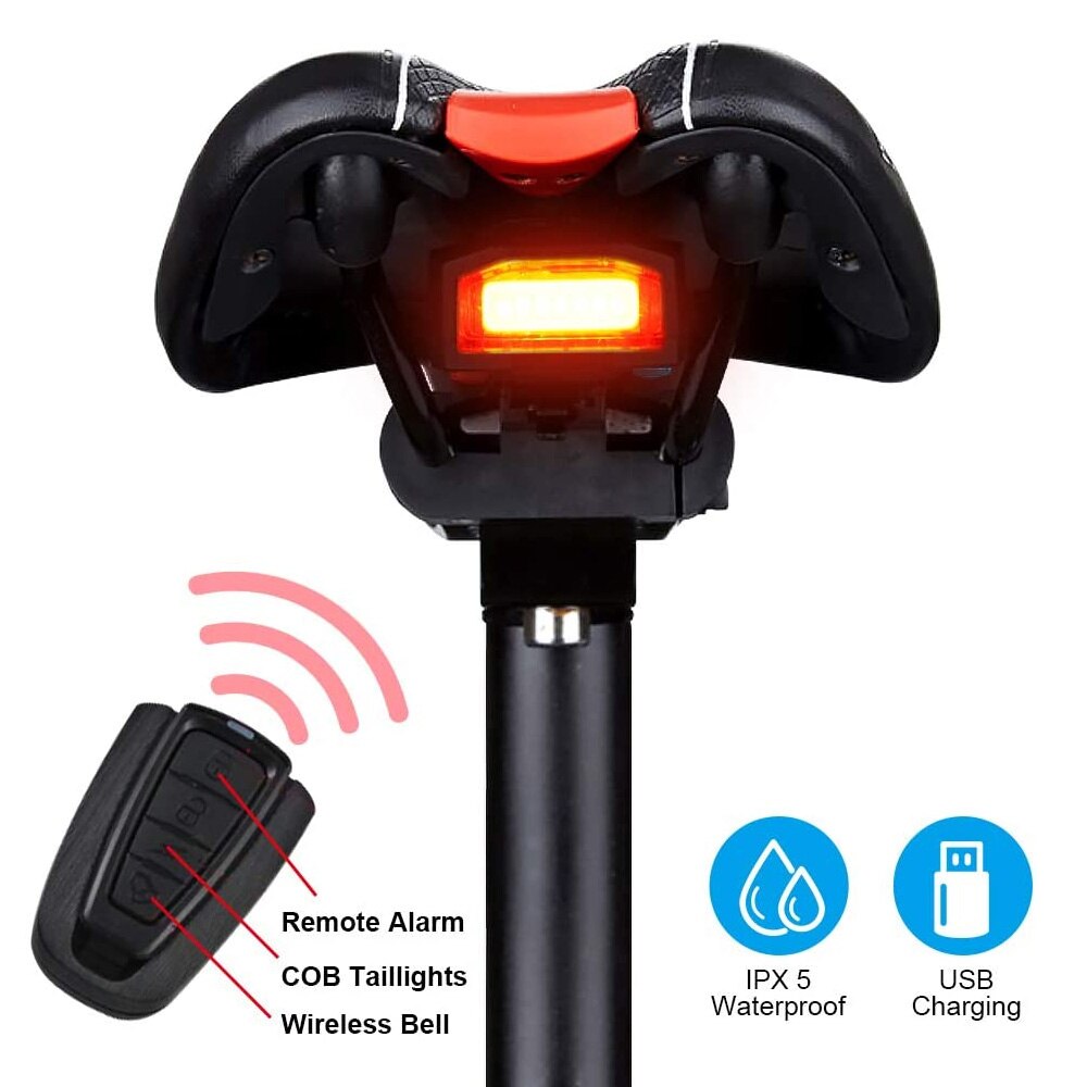 Alarma antirrobo 4 en 1 para bicicleta, alarma de seguridad 4 en 1, resistente al agua, Control remoto inalámbrico, Alerter, bloqueo para luces traseras, accesorios para lámpara de bicicleta