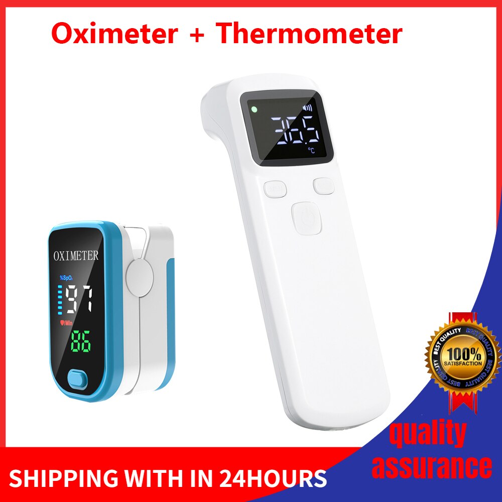 Finger Pulse Oximeter Digital Fingertip Oximeter Blood Oxygen Saturation Meter SPO2 PR Heart Rate Monitor + Infrared Thermometer: Type 2