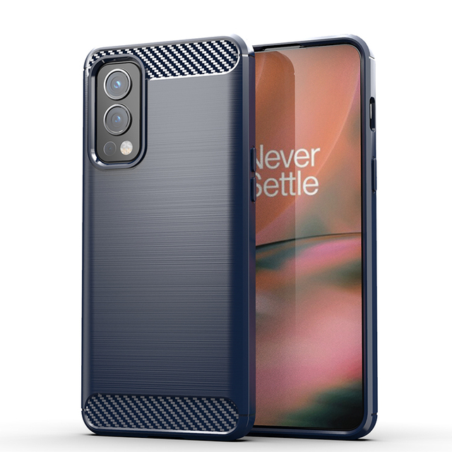 etui OnePlus Nord 2 Nord2 DN2101 DN2103 Gumowa silikonowa osłona z włókna węglowego robić OnePlus Nord 2 5G etui tylne robić Nord 2 Nord2: ABS / Niebieski