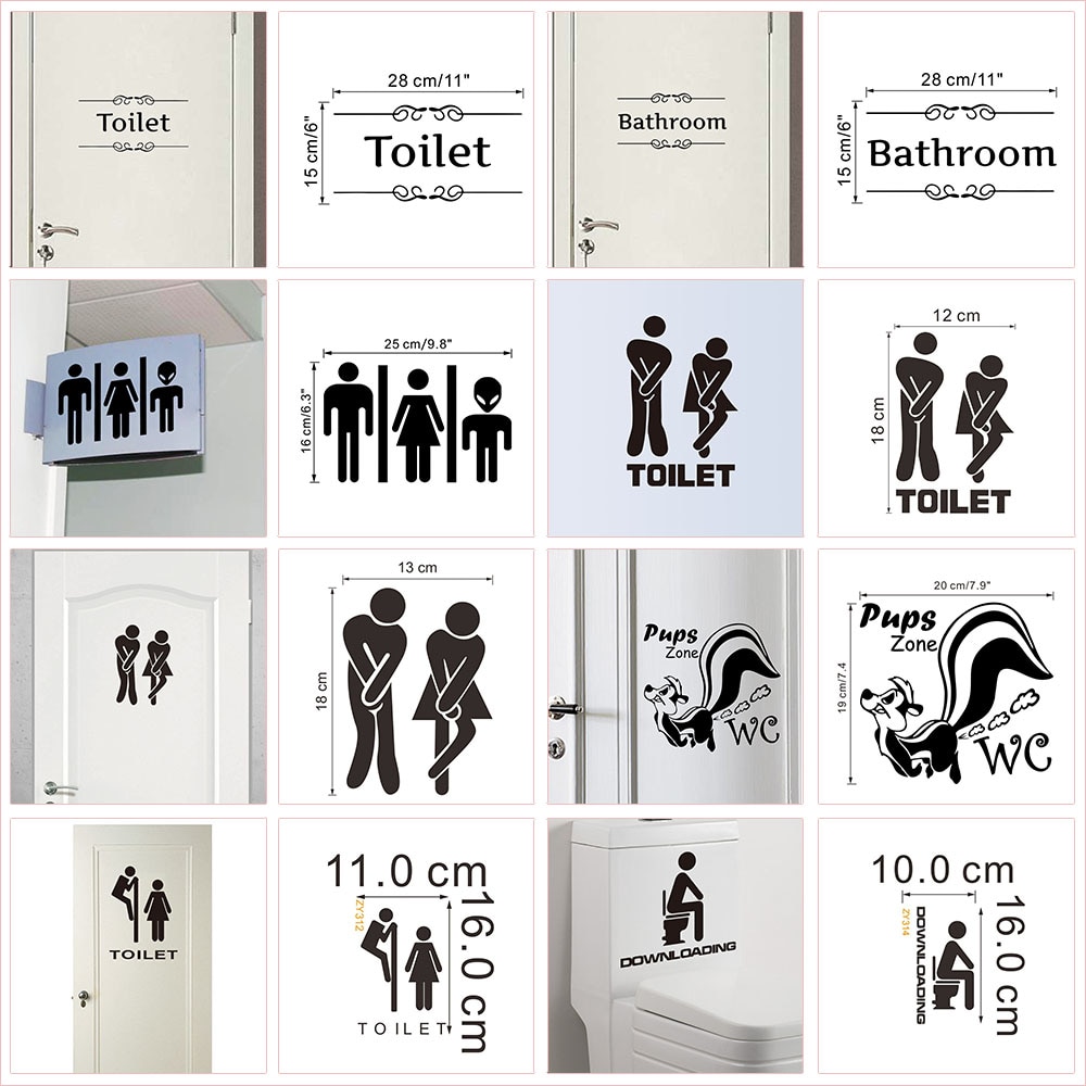 Toilet Entrance Sign Door Sticker For bathroom accessories Public Place Home Decoration Pattern Wall Decals Mural Art
