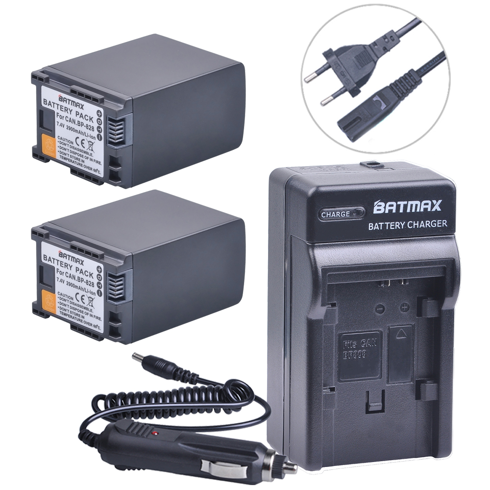 2 Stks BP-828 BP 828 Batterijen + Oplader Kits voor Canon VIXIA GX10, XF400, XF405, HFG20, HFG30, HFG40, HFM30, HFM31, HFM32, HFM300