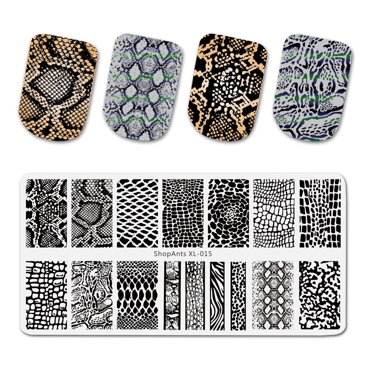 Conjunto de placas para estampado de uñas, de acero inoxidable, 6x12cm, 10 Uds., hojas de flores, geométricas, animales, plantillas de arte para uñas, XL-001-XL-020 para tiendas
