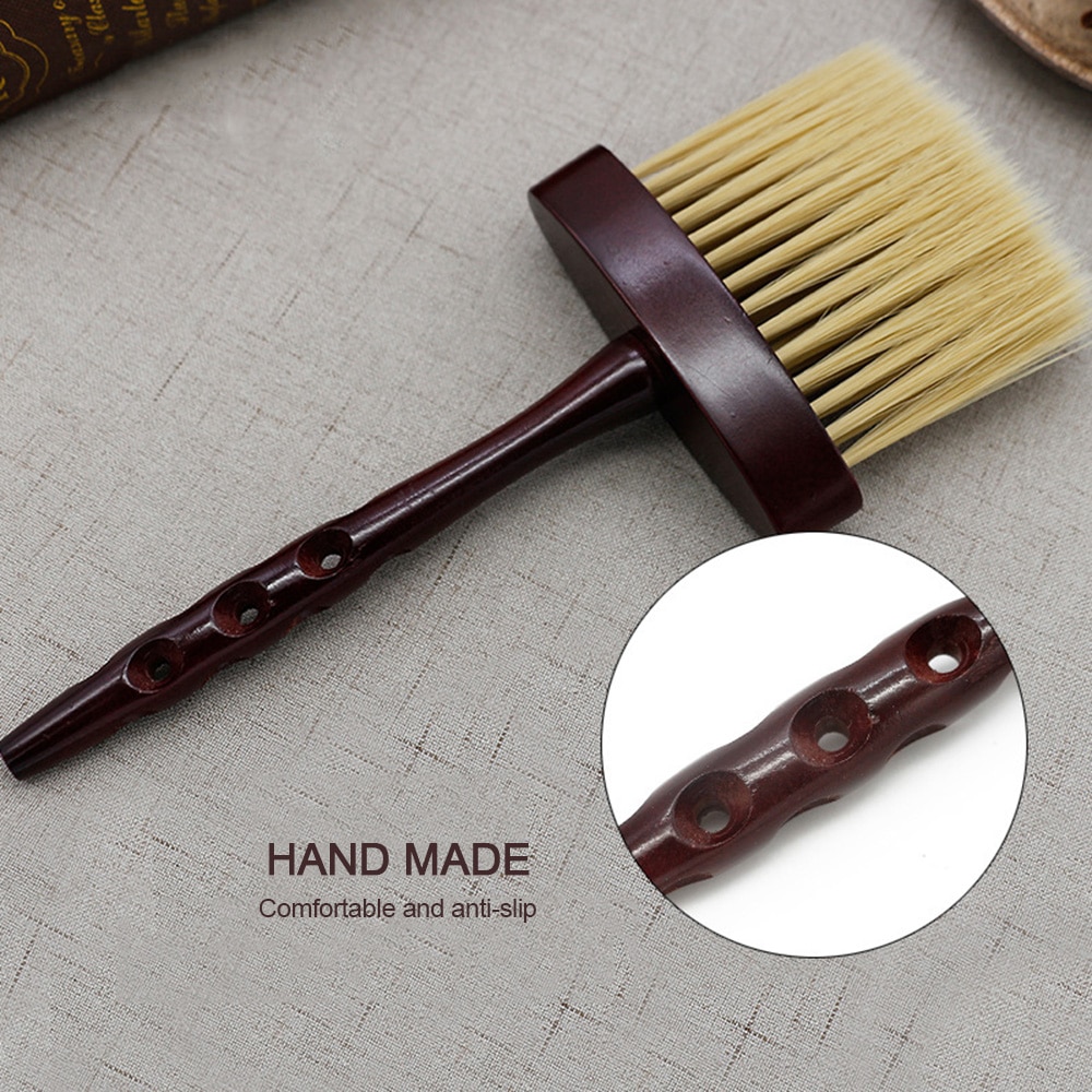 1 Pc cheveux coupe doux cou brosse visage Duster distributeur brosses cheveux brosse Salon de coiffure manche en bois style outils