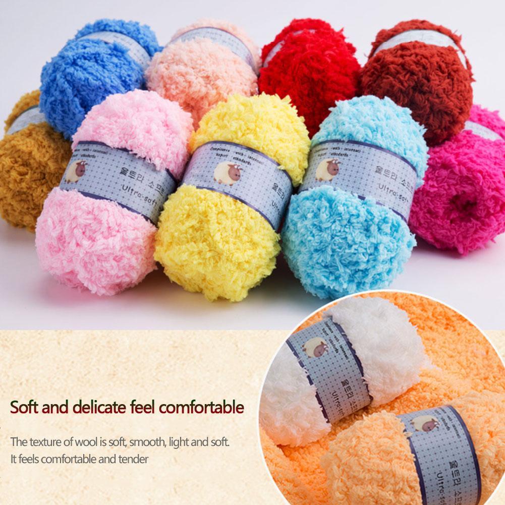 Soft Smooth Yarn Baby Knitting Wool Yarn Thick Yarn Fiber Velvet Yarn Hand Knitting Wool Crochet Yarn for Diy Sweater