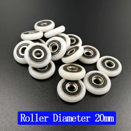 Roulette de porte de salle de bain, rouleau de porte de douche coulissante. diamètre extérieur 19mm/20mm/22mm/23mm/25mm/27mm, alésage du roulement 5mm.: Diamètre 20mm