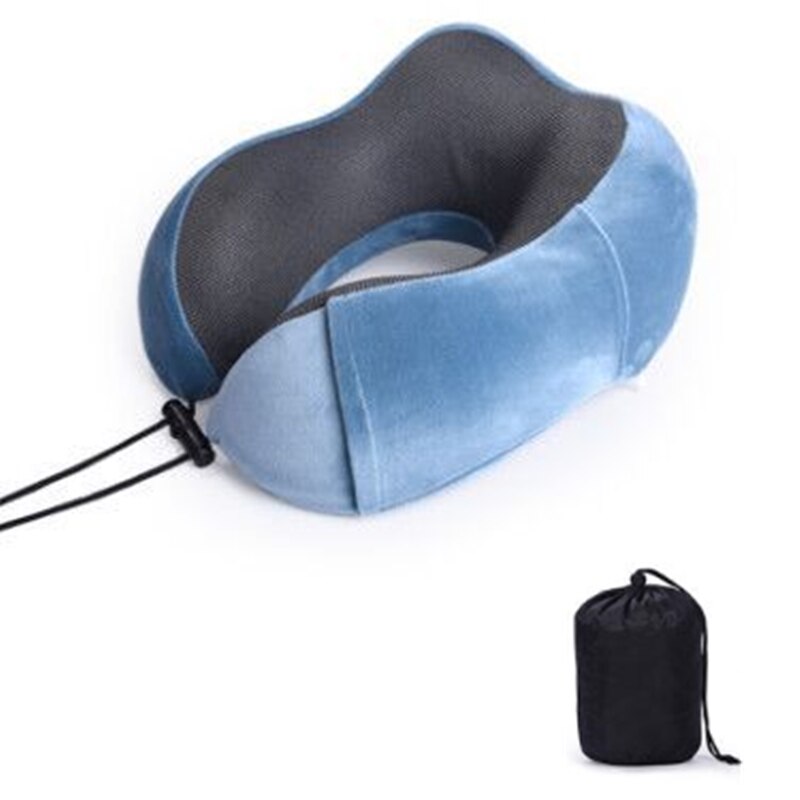 U-Shape Travel Pillow Soft Slow Rebound Neck Pillow Solid Neck Cervical Healthcare Pillow Bedding Travel Pillow Neck Massage: peacock blue