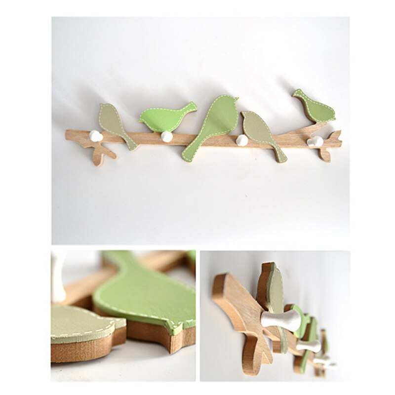 4 Haken Home Decoratieve Haken Vogel Houten Kapstok Rail Kleerhanger Woonkamer Decoraties Haak