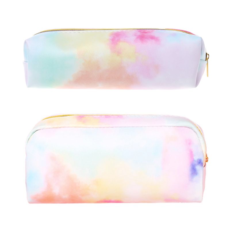 Estuche de lápices Kawaii, bolsa de cosméticos de maquillaje Rosa colorida, caja de almacenamiento, artículos escolares, papelería