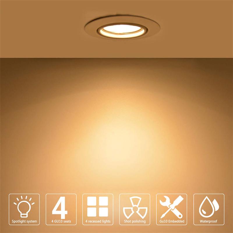 4pcs Round Recessed Spotlight Trim Ring Fitting With GU10 Lamp Holder LED Ceiling Spotlight Housing Concealed Ceiling Lamp Shell