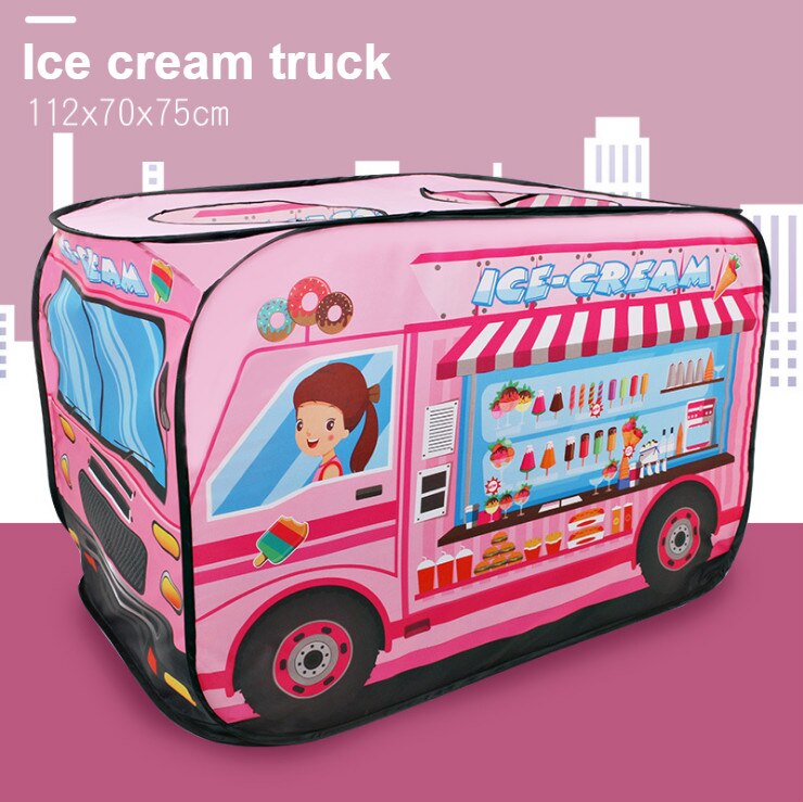 Children&#39;s Foldable Play Tent Firefighter Policemen Game House Pretend Play Fire Truck Kids Indoor Ocean Ball Pool Birthday: Ice cream truck