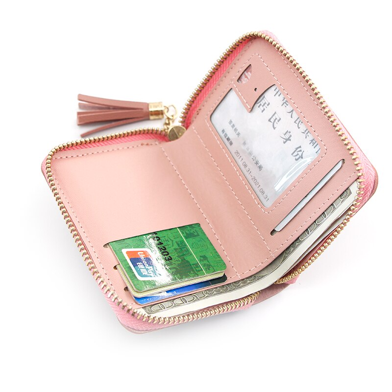 Kurze Frauen Geldbörsen Nette Liebe Quaste Haspe Geldbörse Karte Halfter Weibliche Kupplung Geld Tasche PU Leder Dame Reißverschluss