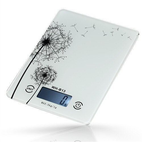 Digital Kitchen Scale LED Food Balance Scale 5KG/1g Kitchen Weight Measuring for Baking Cooking Black Electronic Kitchen Scale: White