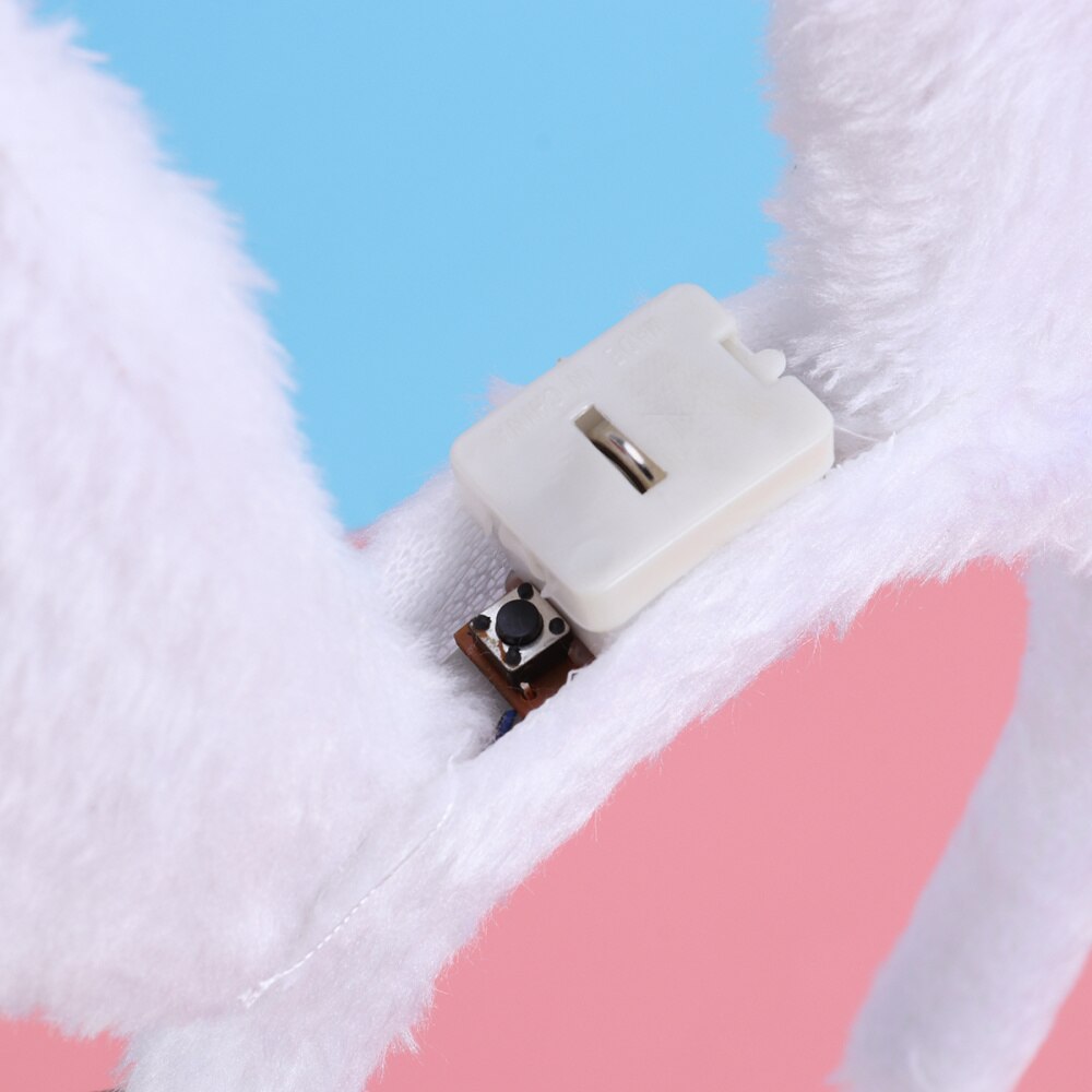 LED Bunny Ear Headband Flashing Sequins Rabbit Ear Hair Hoop Heardwear for Easter Christmas Party (White)