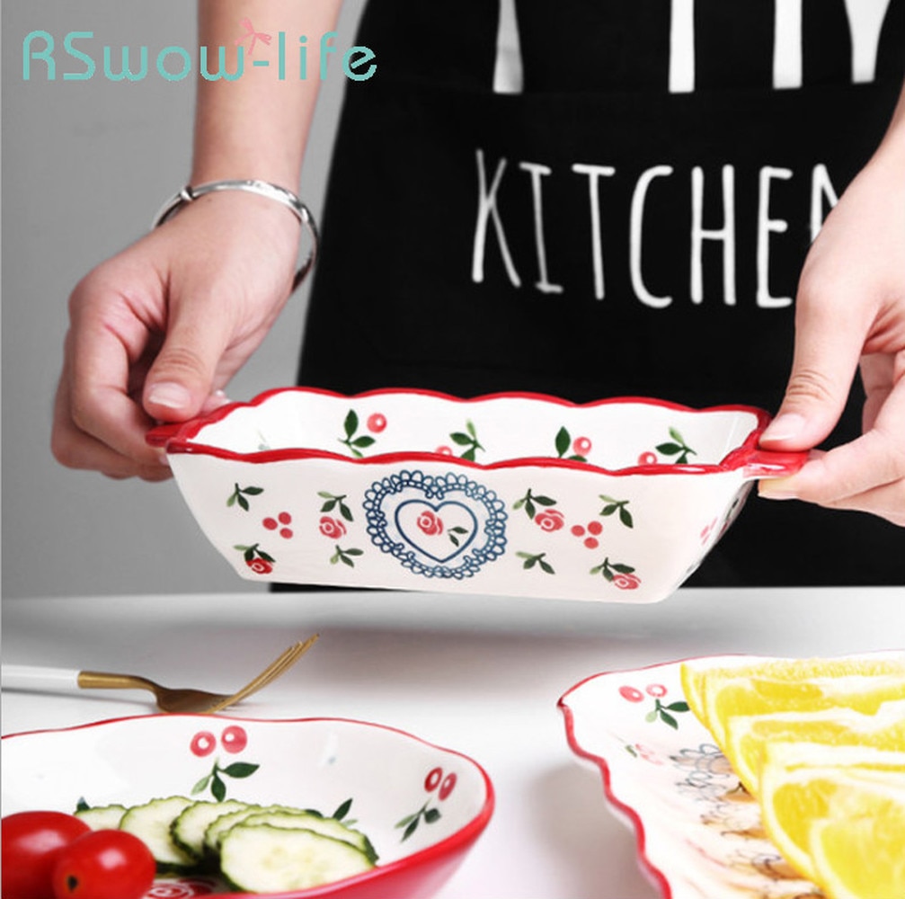 Household Ceramic Dish Fruit Big Fish Dish Pasta Bowl Salad Bowl Soup Plate For Kitchen Dishes Dessert Tray