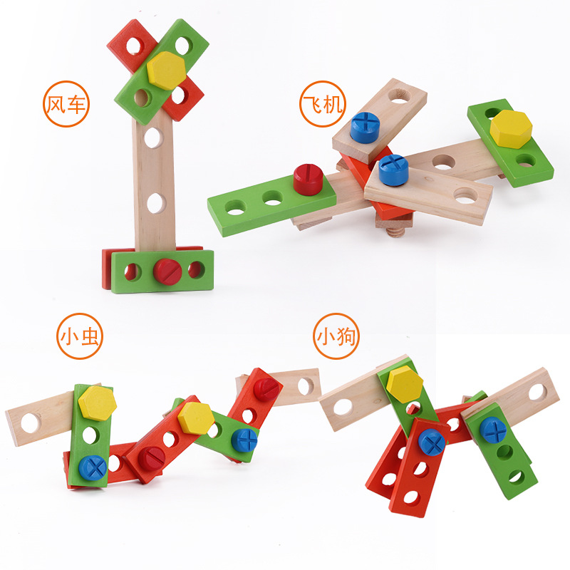 Tragbare freundlicher Holz Werkzeugkasten Ingenieur Reparatur Werkzeuge vorgeben Spielzeug Spielen Haus Spielzeug Werkzeug Bausatz Reparatur Intelligenz DIY Werkzeugkasten