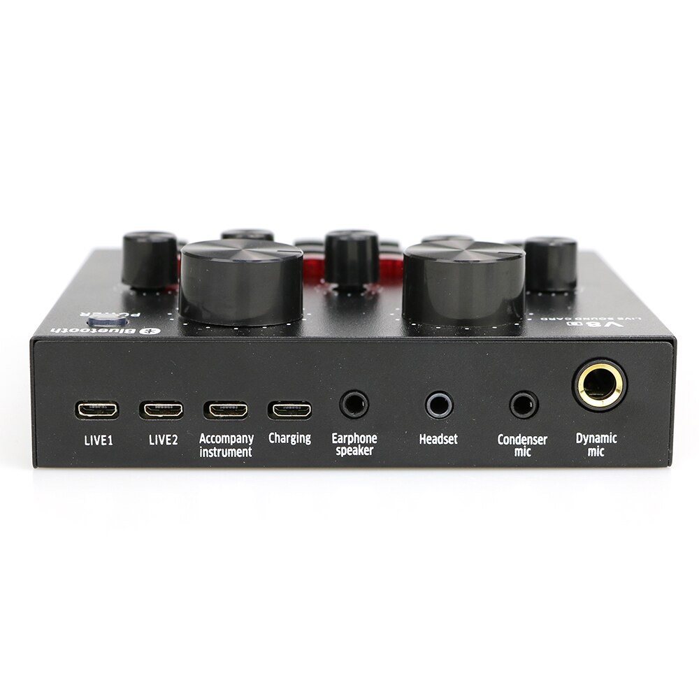 External Sound Card Audio Interface for Computer Recording Live DJ Sound Mixer Phone Voice Changer with Bluetooth