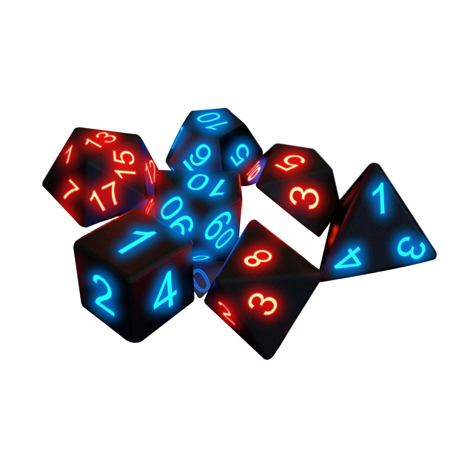 7Pcs Lichtgevende Polyhedral Zijdige Dobbelstenen Glowing Dice Draagbare Party Fun Dice Set Voor Dnd Spel