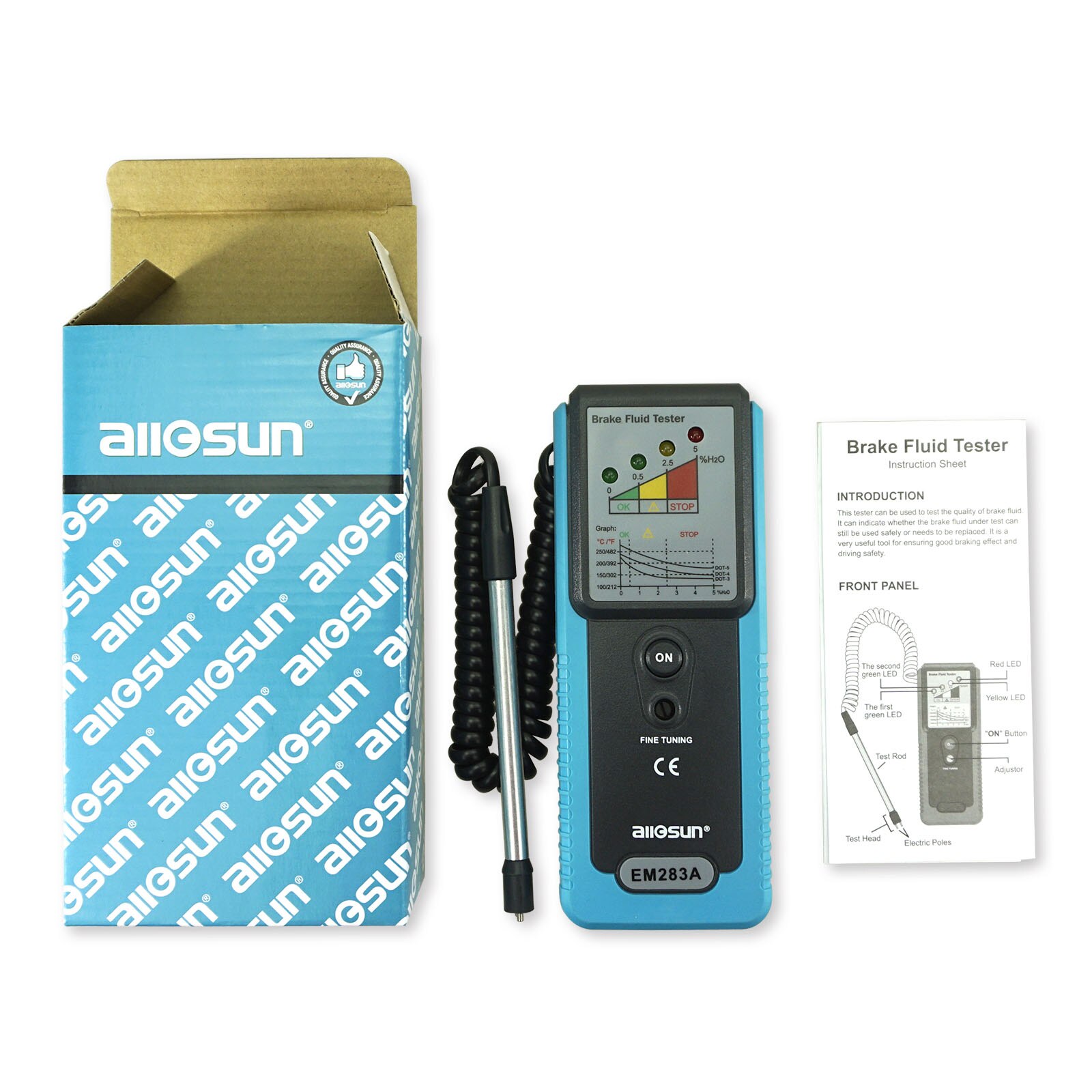 Brake Fluid Tester Vehicle Automotive Brake System Tool Handheld Car Test Tool Brake Oil Check All-sun EM283A