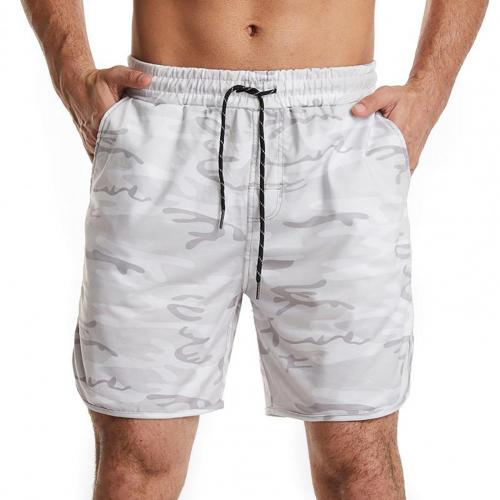 Pantaloncini da 2021 MCasual traspiranti per la pelle con tasche abbinate a colori pantaloncini da uomo comodi da spiaggia mimetici estivi per spiaggia: WHITE / L