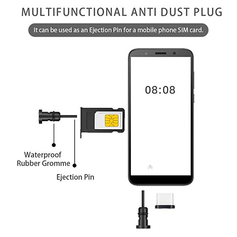 Anti-Dust Plugs USB Port Cover Protector With Headphone Jack Cover 2 Pairs USB-C Cover Anti-Dust Caps Pluggy for Smartphone