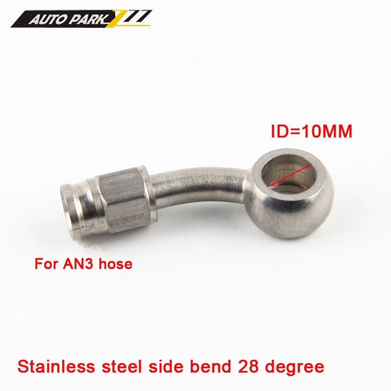 car motorcycle Motor Bike hydraulic PTFE brake hose stainless steel swivel banjo fitting turbo oil line Fitting AN3: side bend 28 degree